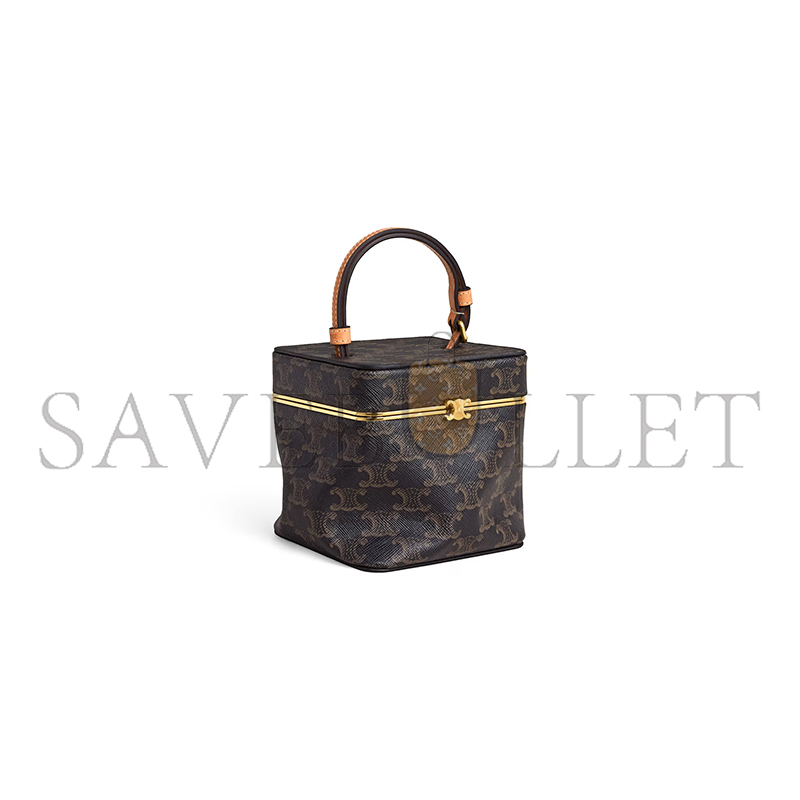 Ce1i*e cube in triomphe canvas and natural calfskin 124232l52.03mi (12.5*12.5*12.5cm)